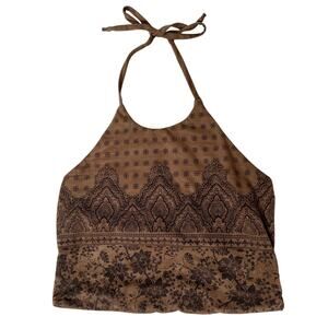 True Vintage Y2K 90s Soft Faux Suede Halter Top Boho Western Coastal Cowgirl